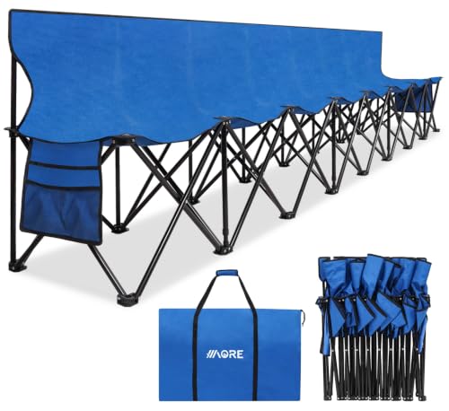 1MORE Soccer Bench,Portable Folding Team Bench,8 Seats w/Backrest.Blue by 1MORE - Used condition - US$99.13