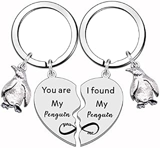WTOPP 2PCS Penguin Lover Keyring Gifts Wedding Gift for Couple Valentine's Day Keyring Christmas Birthday Gifts for Boyfriend Girlfriend Husband Wife Heart Keyring Set You are My Penguin