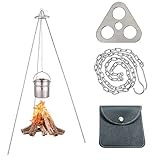 CA Mode Camping Tripod Board Accessories Set Stainless Steel Campire Support Plate - Turn Branches into Campfire Tripod with Adjustable Chain for Hanging Cookware - Perfect Outdoor Cooking