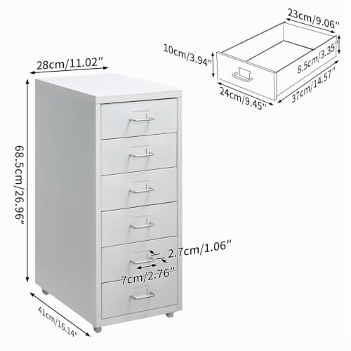 Miniatura 3 de Hollyhome Archivador Metalico, Organizador De Archivos Con Para Del 6 Cajones, Gabinete De Almacenamiento De Organizador Cajonera Con Ruedas El Hogary La Oficina, Blanco