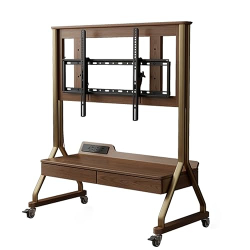 Soporte móvil para TV de madera sólida con ruedas miniatura 1