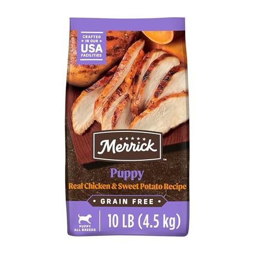 Merrick Premium Grain Free Dry Puppy Food, Wholesome and Natural Kibble with Real Chicken and Sweet Potato - 10.0 lb. Bag