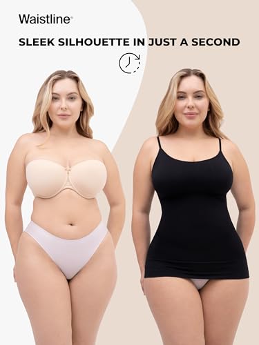 WAISTLINE Women's Compression Tank Top with Adjustable Thin Straps - Shapewear Cami for Tummy Control - Body Shaper Camisole