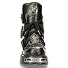 New Rock 407-S1 Silver Cross Buckle Ankle BOOTS Black Leather Gothic Punk Biker Fashion Shoes 7 #4