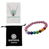 Joyas difusoras de aceites esenciales para el bienestar natural: Relaja mente y cuerpo, y calma la ansiedad con un poco de ayuda del llamativo conjunto de collar, y pulsera Natuxia para aliviar el estrés, disponibles en una selección de 6 colores