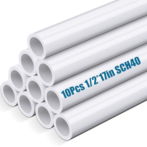 10 Pcs 1/2 Inch PVC Pipe 17" Long Sch40 Industrial PVC Pipes for Home, DIY, Greenhouse, Garden, Farm, Workshop, Furniture Grade, Plumbing (White) by Joyfolk - Used condition - US$18.61