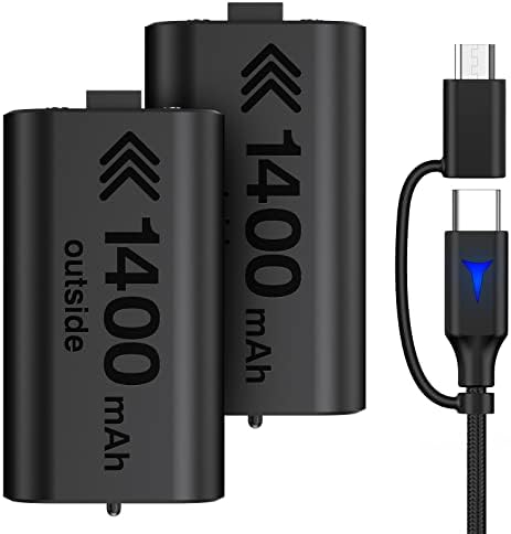 Xbox Controller Rechargeable Battery Pack for Xbox Series X|S, 2X1400mAH Xbox Battery Pack with 10FT USB C Charging Cable and Micro USB, Xbox One Controller Battery Pack for Xbox One/S/X/Elite