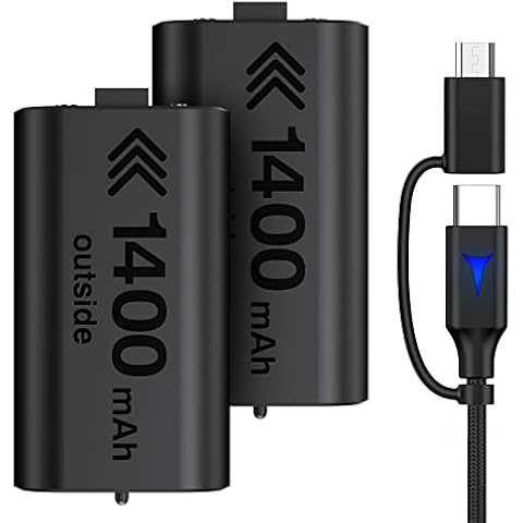 Fast Charging Rechargeable Battery Pack for Xbox Series X|S,2X1400mAH Xbox Battery Pack with 10FT USB C Charging Cable and Micro USB, Xbox One Controller Battery Pack for Xbox One/S/X/Elite Cover