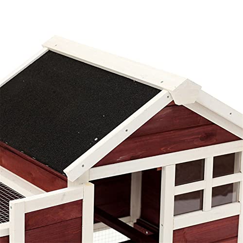 XLYYLM Kaninchen Hutch Indoor Outdoor, hölzerner Hühnerstall, Häschenhutch mit Lauf, Belüftungstür, abnehmbares Tablett… – Bild 5