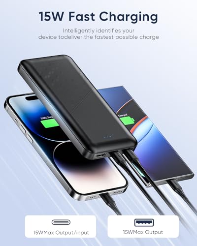 Feeke Portable-Charger-Power-Bank - 2 Pack 15000mAh Dual USB Power Bank Output 5V3.1A Fast Charging Portable Charger Compatible with Smartphones and All USB Devices