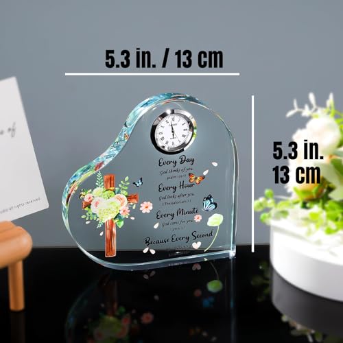Ornalrist Christian Gifts For Women Friends Inspirational Glass Colourful Sign Plague With Clock Ecthed Bible Verses Presents For Her Prayer Religious Keepsake Home Decor thumb #4