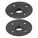Mixabloem 3/4 Zoll schwarz lackierter Eisenflansch mit 4 Schrauben und Gewindeloch - 2 Stück für Sanitär-, Heimwerker- und Heimwerkerprojekte - 80 x 80 x 25 mm