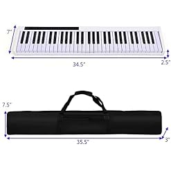 Piano Portable 61 Touches, Clavier Bluetooth à Touches tactiles numériques, Haut-parleurs intégrés, livré avec Alimentation et Sac Portable. (Color : White) – Image 7