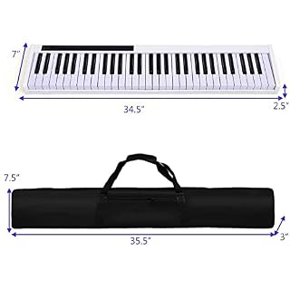 Piano Portable 61 Touches, Clavier Bluetooth à Touches tactiles numériques, Haut-parleurs intégrés, livré avec Alimentation et Sac Portable. (Color : White) - Les Beatles, Paul McCartney, John Lennon, RIngo Starr, George Harrison Piano Portable 61 Touches, Clavier Bluetooth à Touches tactiles numériques, Haut-parleurs intégrés, livré avec Alimentation et Sac Portable. (Color : White) – Image 7