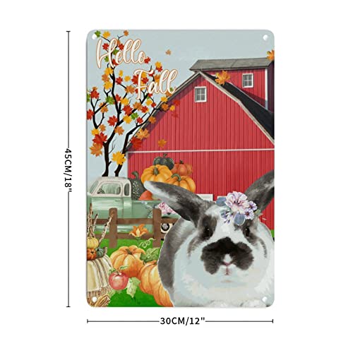 Plaque murale rétro en étain Hello Fall décoration d'automne rustique