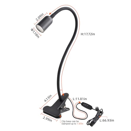 DAMI LED Reading Light for Bed Headboard – Dimmable Clip-On Book Light with Flexible Gooseneck, Adjustable Color Temperature (3000/4000/6000K), USB-Powered Desk Lamp for Dorms and Home by DAMI - Image 4