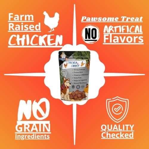 Image of Chicken & Carrot Dog Treats - Irresistible Flavor Fusion for a Healthy Pet, The Perfect Snack to Satisfy Your Dog's Cravings, A Burst of Chicken & Carrot Flavor to Delight Your Dog (45g)