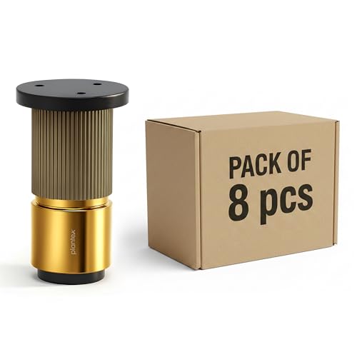 Image of Plantex 3 Inch Sofa Leg for Bed Furniture /Aluminium Sofa Leg for Table /Support Legs /Furniture Leg - Pair of 4 (8 Piece) (DTS-77, Brass Antique & Gold)