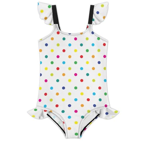 Image of Girls One Piece Swimsuit Polka Dots Ruffles Swimwear Bathing Suits 3-12 Years