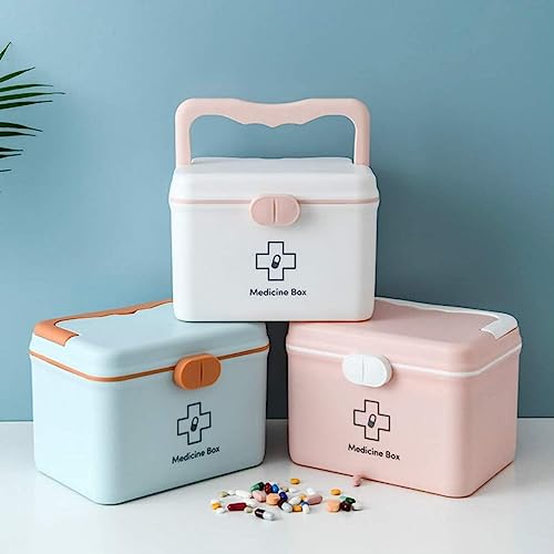 Image of HomeCloud Plastic First Aid Box with Tight Lock Mechanism & Convenient Handle | Multi-Purpose Medicine Storage Organizer for Medicines, Bandages, Ointments & Medical Tools (Blue)