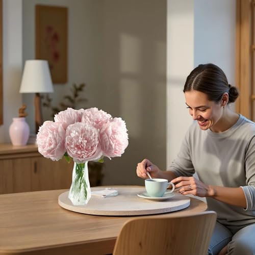 10pcs Artificial Peony Flowers Silk Peonies Real Touch Flower Bouquet for Vase Decor Wedding Table Centerpieces Valentines Gifts(Pink) image 6