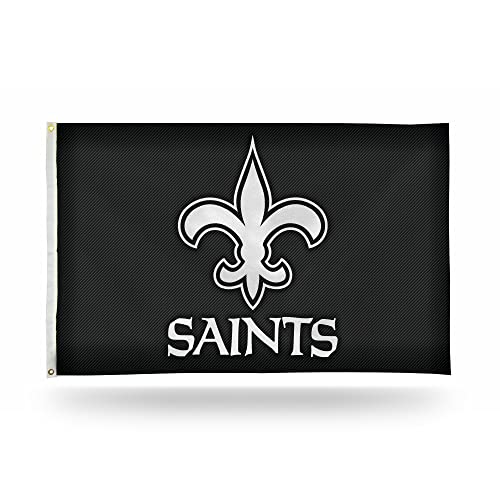 Rico Industries NFL New Orleans Saints 3-Foot by 5-Foot Carbon Fiber Design Single Sided Banner Flag with Grommets