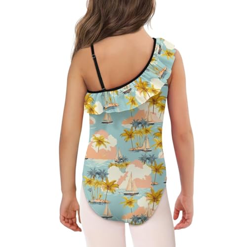 Image of Girls Swimsuit One Piece Ruffle Swimsuit Non-Slip Straps UPF 50+ for Girls Size 3-14 Years