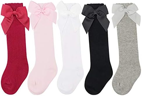 DRESHOW BQUBO Baby Knee High Sock Toddler Girl Dress Socks Baby Knit Stocking Cotton Infant Girls Socks