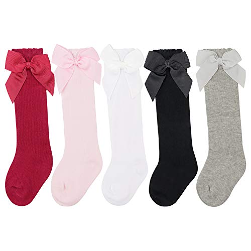 Bqubo baby knee high sock toddler girl dress socks baby knit stoc…