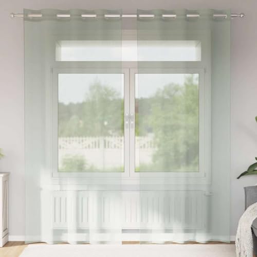 Tonture Cortinas de gasa con ojales, 2 unidades, color gris claro, 140 x 245 cm, 100 % poliéster, protección visual transparente, protección solar, cortina opaca para salón, dormitorio, cocina, fácil