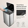 Ninestars 13 Gallon Automatic Trash Can, 50L Touchless Motion Sensor Garbage Can with Odor-Sealing Lid, Rectangular Stainless Steel, Black Trim