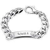 Massives Herren Armband 22.5cm mit Gravur-Option in exzellenter Qualität Made in Germany. Die Silber Gravurplatte ist beidseitig ohne Aufpreis gravierbar.