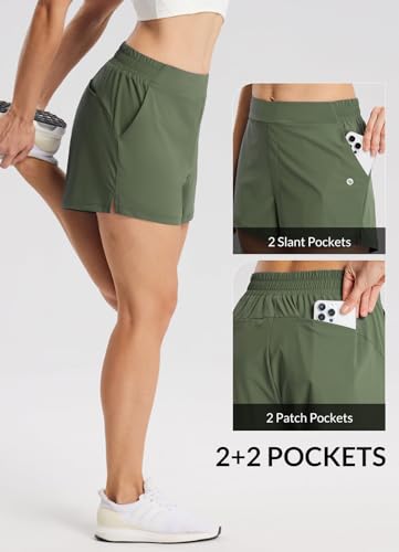 BALEAF Short feminino de corrida de cintura alta 6,3 cm para treino atlético de secagem rápida leve