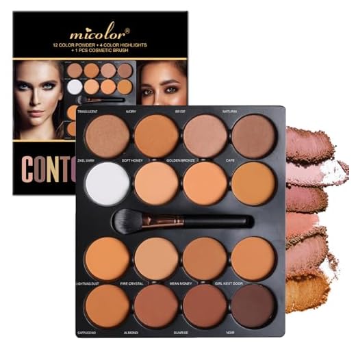 Dynaeuty 16 Color Powder Contour Palette, Matte Contouring Makeup Kit, Professional Facial Beauty Cosmetic Makeup, Medium to Dark