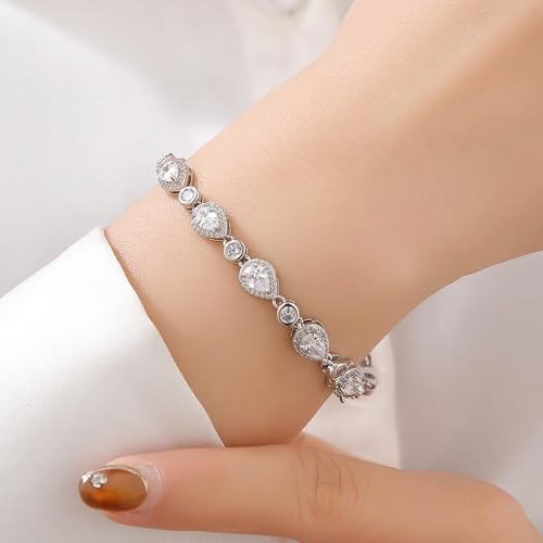 Eseres Tennis Bracelets for Women 7in Gold Plated Bracelet for Men Round Zircon Silver Tennis Bracelet Classic Hip Hop Hand Chain Jewelry Gift2