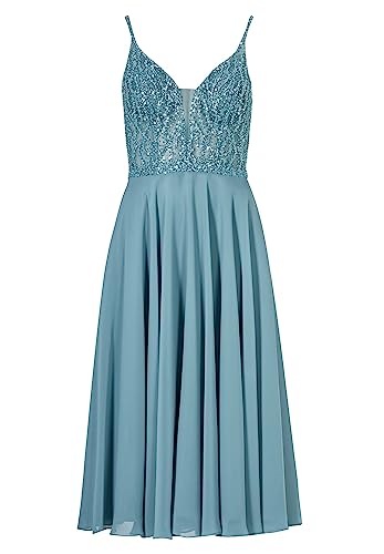 Swing Cocktailkleid aus Materialmix, Größe:44, Farbe:sea Blue