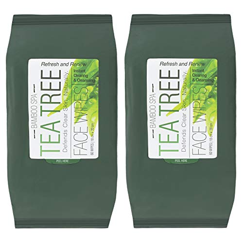Bamboo Spa - 2 Pack (60 Count Each) Tea Tree Makeup Wipes