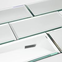 Vista 6 de Azulejos de espejo para despegar y pegar, azulejos de espejo biselado de 4 x 8 pulgadas para cocina, salpicadero de baño, pared, 26