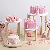 Geelin 4 Pack Round Cupcake Tower Wooden Dessert Table Display Stand Set Farmhouse Dessert Plate Cake Serving Tray for Birthday Party Wedding Anniversary Baby Shower Engagement