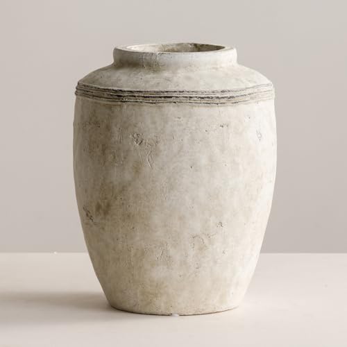 Large Ceramic Flower Vase Home Decor Rustic Vintage Terracotta Vase 10.4"