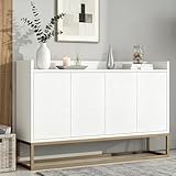 LKPOMI Credenza 120 cm, madie moderne soggiorno con 4 ante, buffet mobile cucina con ripia...