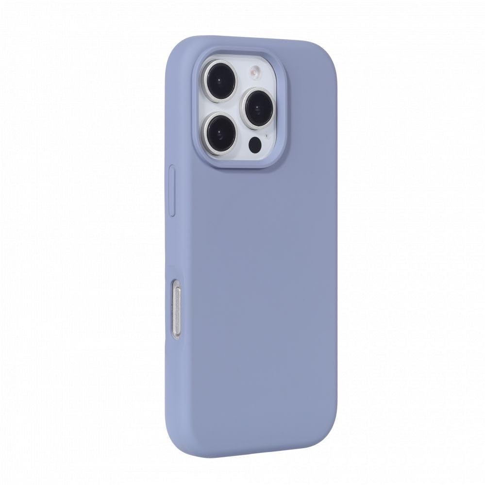Coque iPhone 16 Pro silicone gris lavande idéale pour la recharge sans fil au quotidien