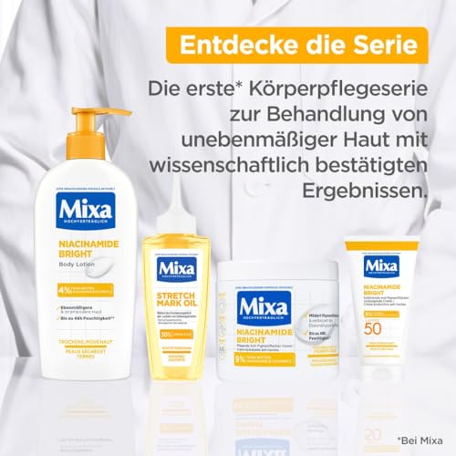 Mixa feuchtigkeitsspendende Anti-Pigmentflecken Allzweckcreme, Geeignet für Gesicht, Körper & Hände, Niacinamide Bright, Hypoallergen, 400 ml