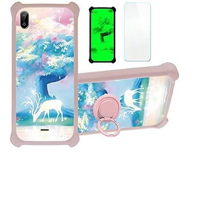 Hyundai L604 Case Compatible with Hyundai L604 Phone Case Cover [with Tempered Glass Screen Protector][PC + TPU 2 in 1][Ring Support] [Luminous Effect] YGF-GL