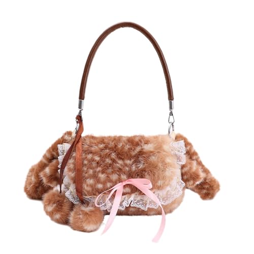 Sac à bandoulière pour femme en peluche et porté sous le bras