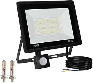 50W Security Lights Outdoor Motion Sensor, 4500LM LED Outside Lights with Sensor, 6000K Daylight White PIR Floodlight, IP66 Waterproof LED Outdoor Security Lights for Garden, Garage, Backyard