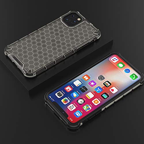 Image of Glasgow Back Case Cover Compatible with Apple iPhone 11 Pro Max (Honeycomb Pattern) - Black