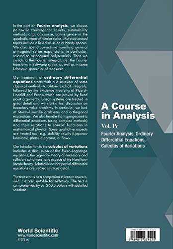Course in Analysis, a - Vol. IV: Fourier Analysis, Ordinary Differential Equations, Calculus of Vari