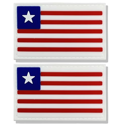 stidsds Liberia-Flagge, Liberianische Militär-Aufnäher, taktischer Aufnäher, Liberia-Flaggen, PVC, Klettverschluss, für Kleidung, Hüte, Rucksäcke, Stolz, Dekorationen, 2 Stück