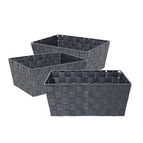 ISAHOUSE 3er Set Aufbewahrungskorb Aufbewahrungsboxen Polypropylen, 33 x 23 x 14 cm (Grau)